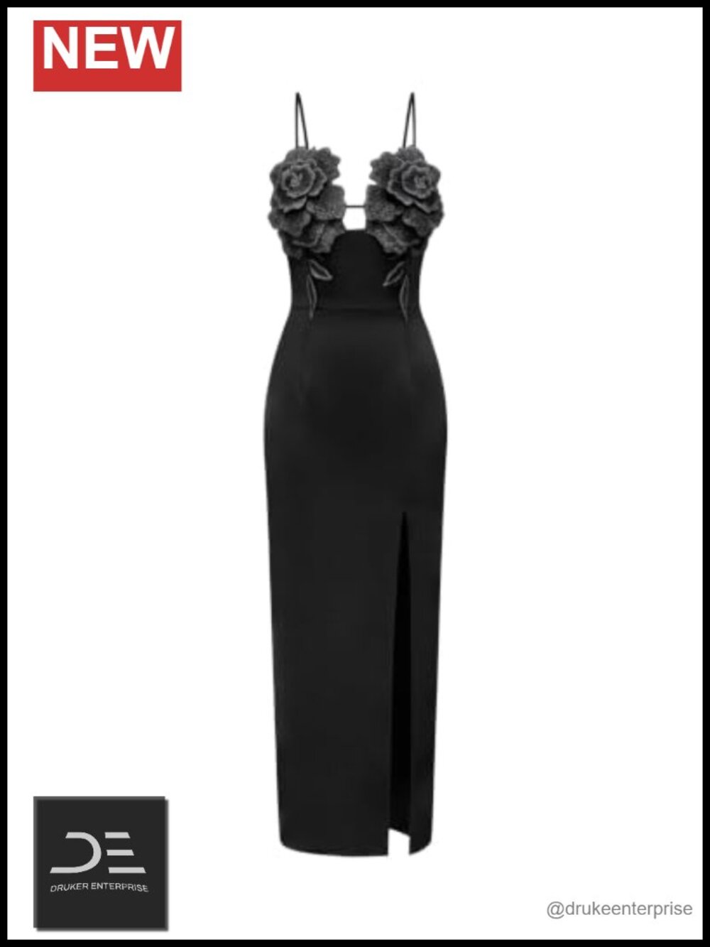 Women's 3D Floral Strappy Maxi Dress